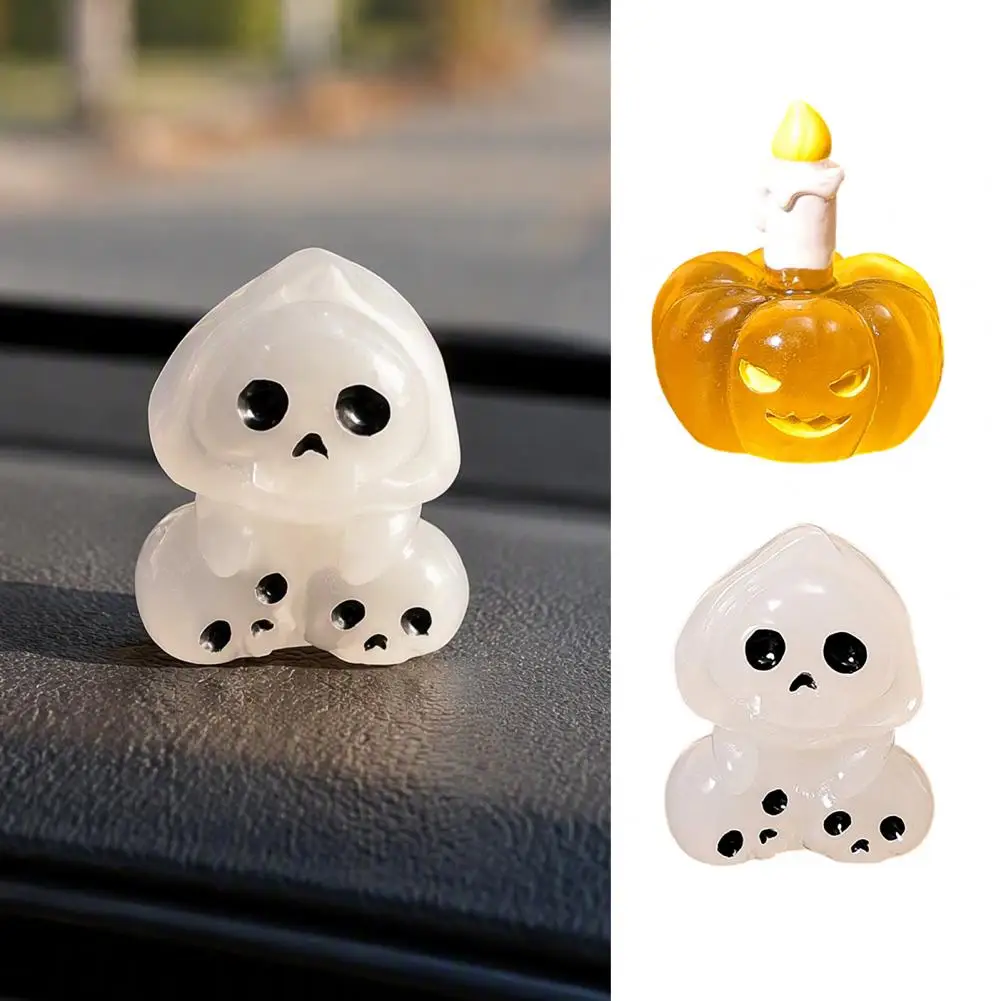 Halloween Miniature Figurines Diy Craft Accessories Glow Dark Halloween Miniature Ornaments Resin Ghost Pumpkin Bear Figures