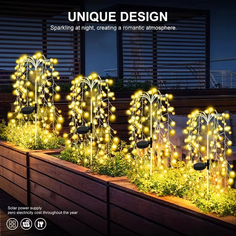 

Solar Lights Outdoor LED Fairy Lights Garden Path Decor Garland Tree for Balcony Patio Party Street Lawn Lamp