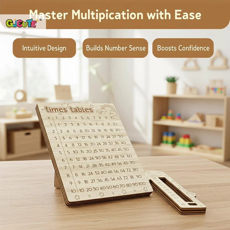 Multiplication Table Wooden Board Set — Natural Wood Learning Boards For Math Class & Back-To-School Gifts