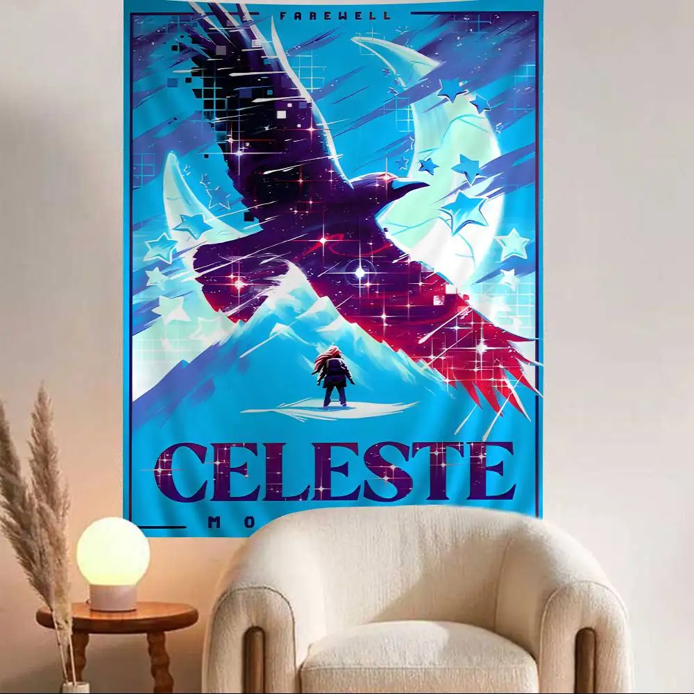Гобелен в стиле пиксель-арт C-Celeste: игровой, аниме, таро, хиппи, настенный ковер для общежития и домашнего декора