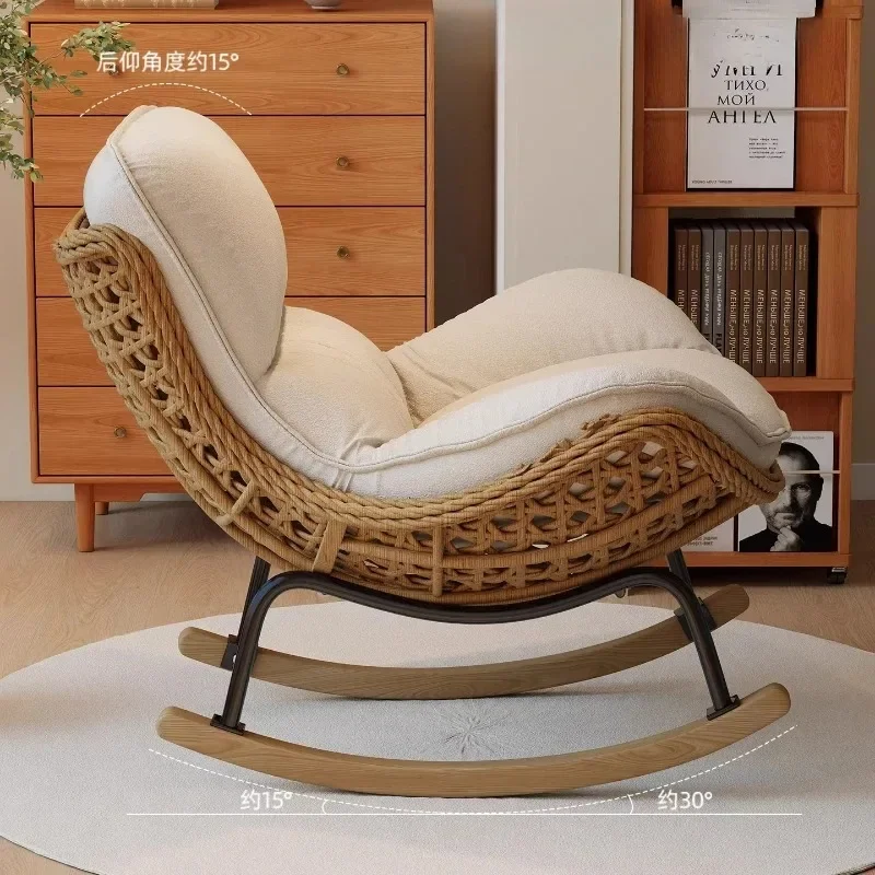 Modern Rocking Chair for Balcony Woven Rattan Lobster Chair Indoor Swing Seat Comfortable Single Sofa for Living Room