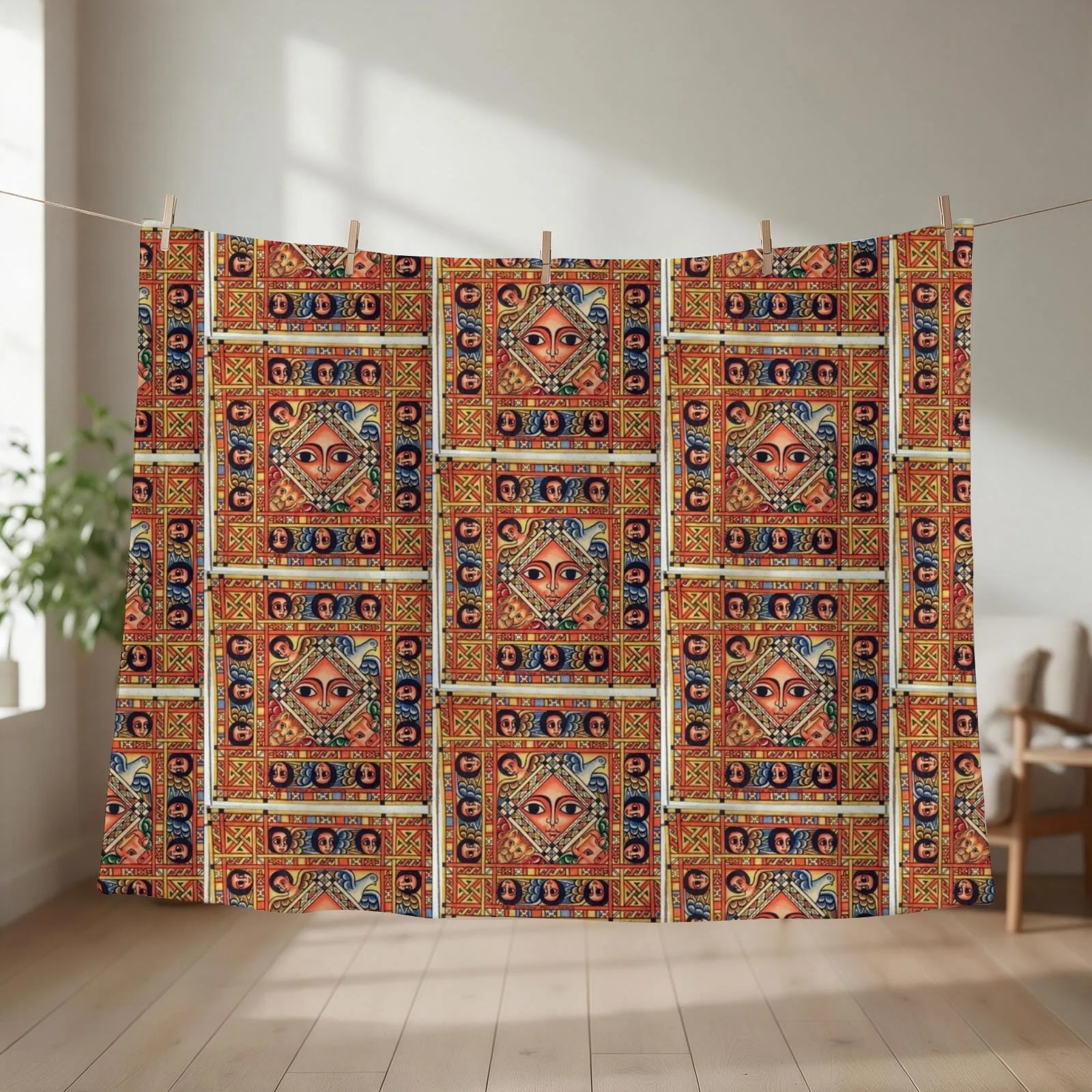 ethiopian ancient art Throw Blanket couch cozy soft plush fuzzy picnic outdoor blanket