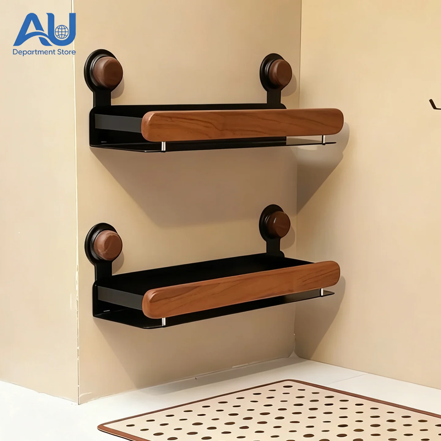 [Kitchen Storage Good Things] Seasoning Can Storage Rack, Walnut Medium and Ancient Style Non-punching Wall-mounted Type