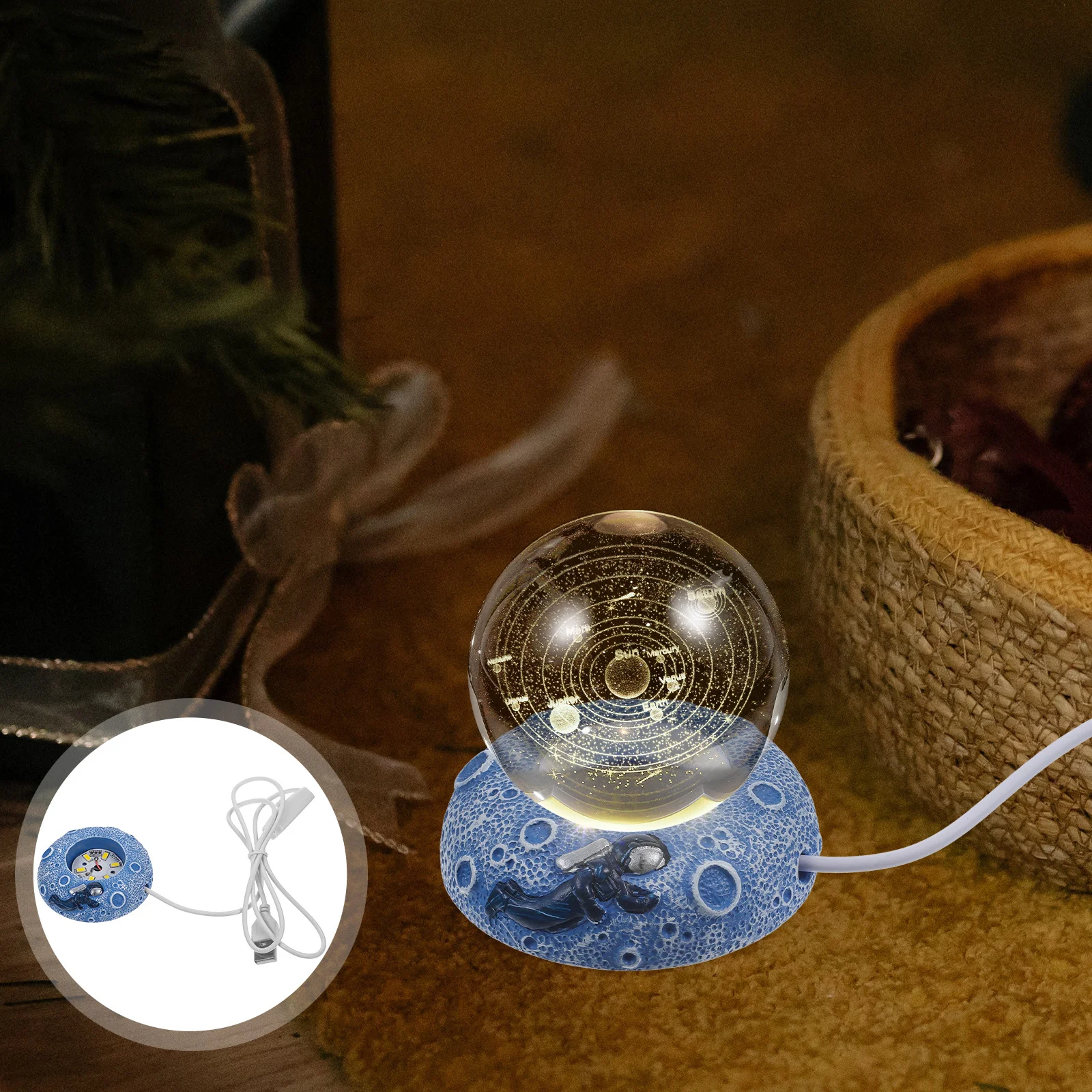 

Crystal Ball Night Light Base Stand with LED Illuminated Display for Glass Art Resin White Crystal Sphere Holder Home Decor