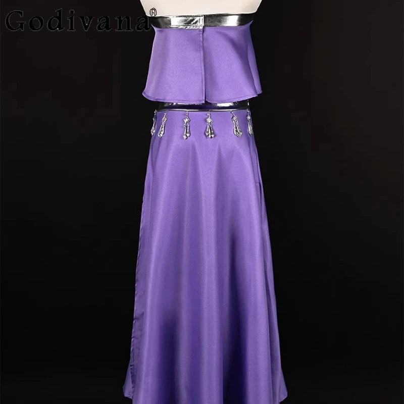 여성을위한 공주 스커트 세트 민소매 게임 애니메이션 카니발 Cos 전체 정장 여성 할로윈 유니폼 역할 놀이 의상