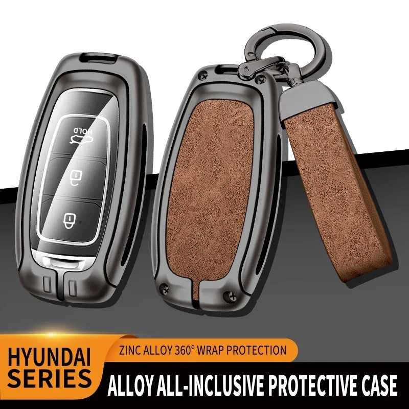 Zinc Alloy Car Key Case Cover Fob For Hyundai i30 Ix35 KONA Encino Solaris Azera Grandeur Ig Accent Santa Fe Palisade Key Shell