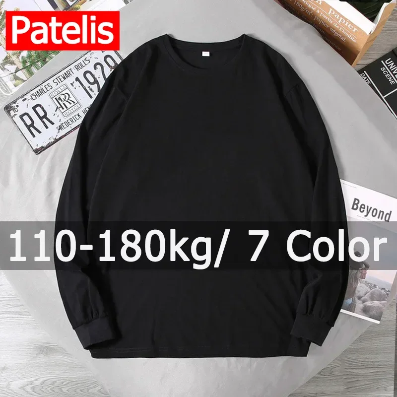 

180kg Plus Size Men Cotton T Shirt Long Sleeved Pullovers Printed Tops Big Size 5XL 6XL 7XL Autumn Winter Big Size Men Clothing
