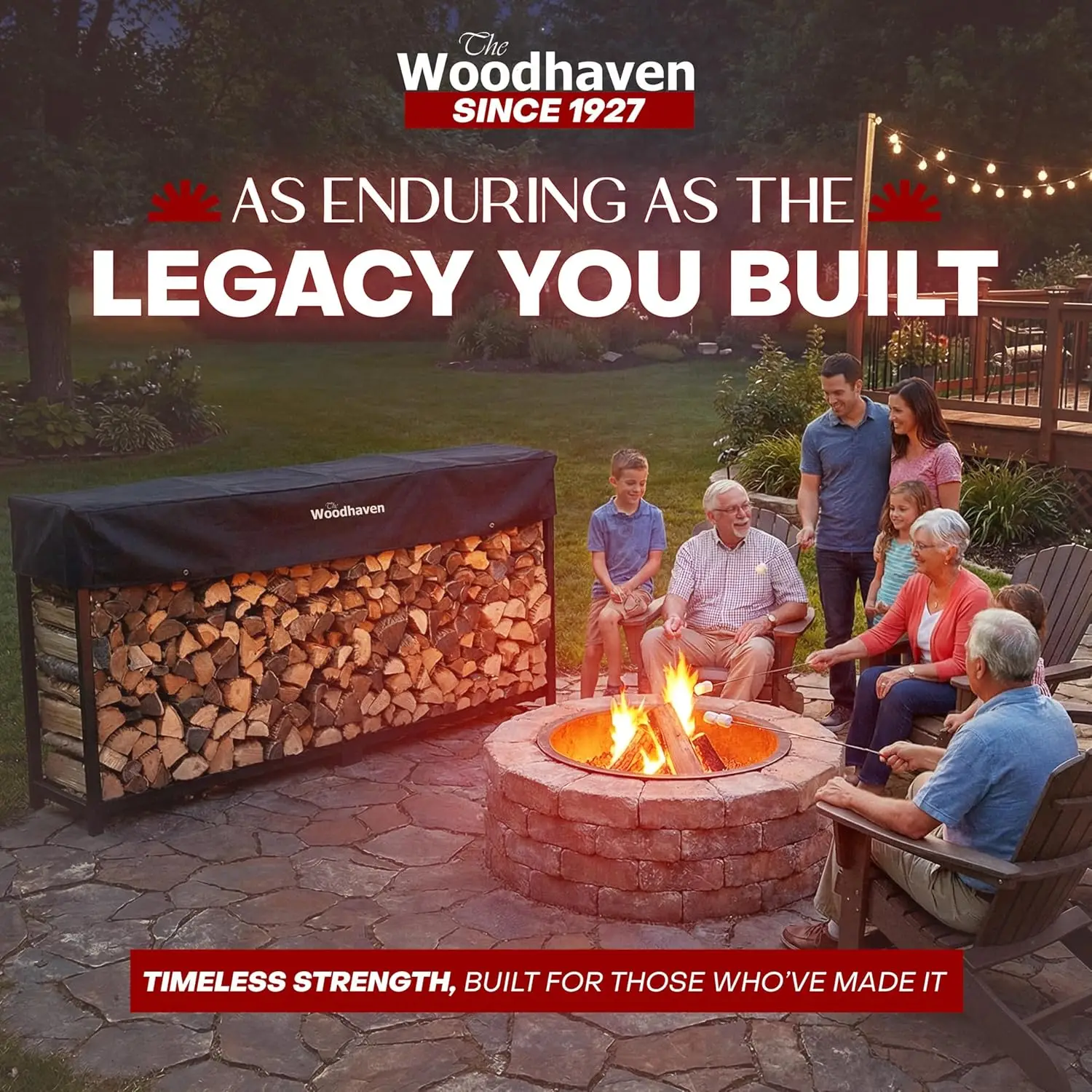 Outdoor Firewood Storage - Heavy-Duty Steel Firewood Rack, 1/2 Cord Capacity, Keeps Wood Dry, Lifetime Structural Warranty