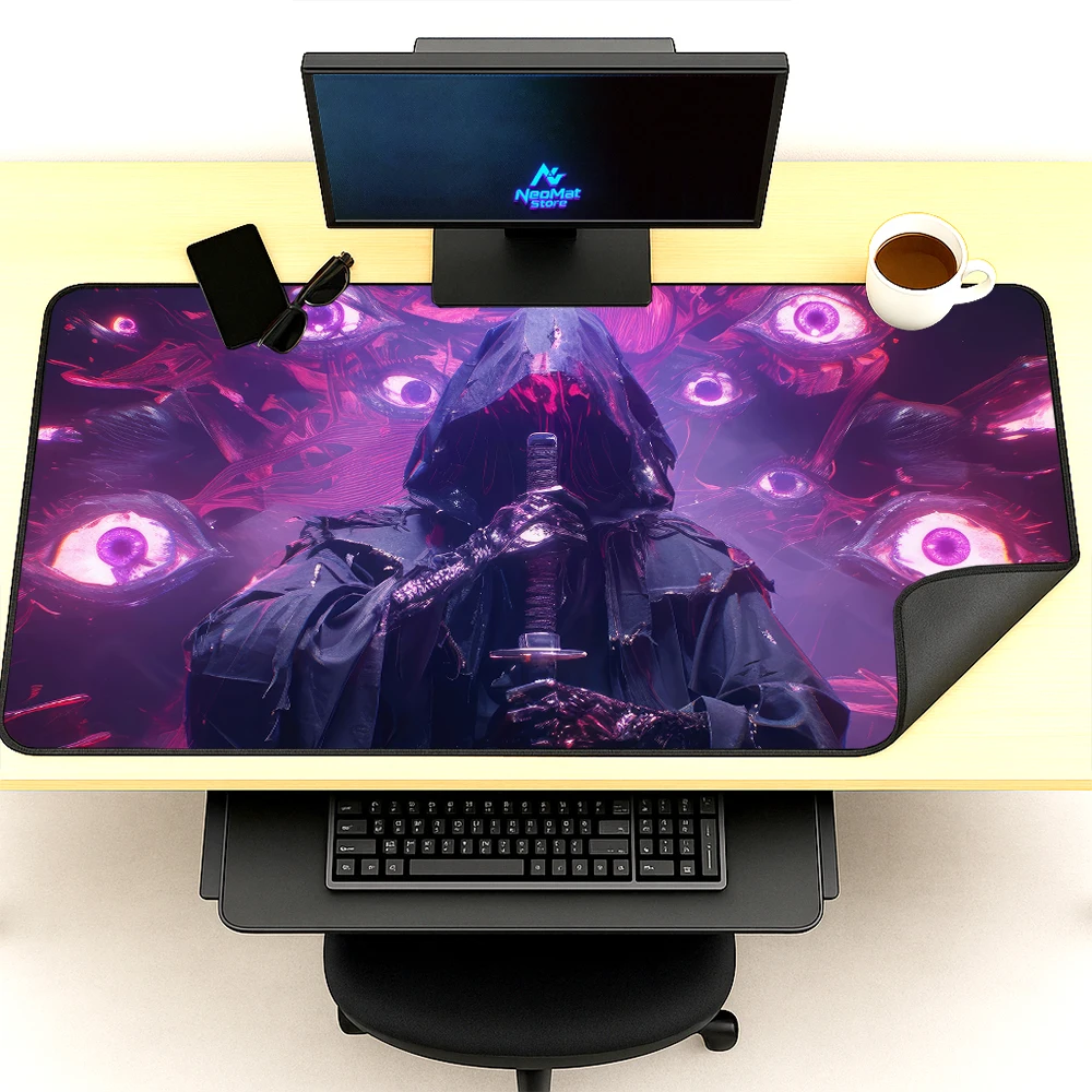 Gothic Mouse Pad Extra Gaming Large PC Mousepad Dark Purple Eyes Horror Desk Mat 140x60 Setup Accessories 1200x600