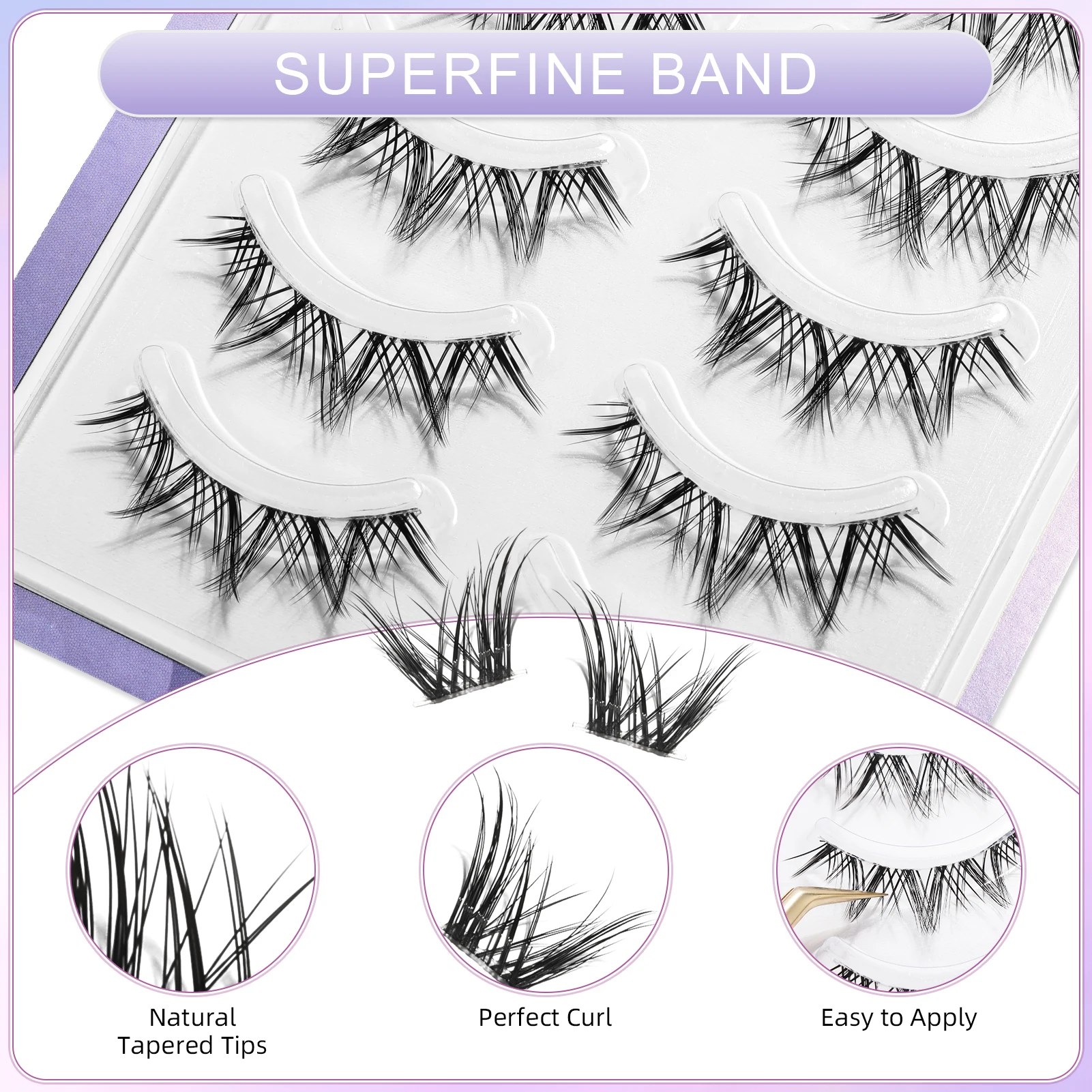 5 Pairs strip lashes Thick Long Artificial Lashes Multi-Layered Fluffy Volume Long Thick Lashes for Makeup Beginners