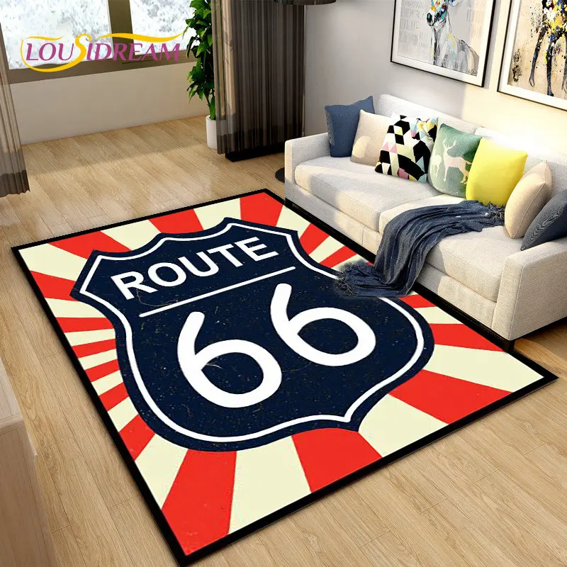 

Historic Route 66,Mother Road,mãe estrada Area Rug,Carpet Rug for Home Living Room Bedroom Sofa Doormat Decor,Non-slip Floor Mat