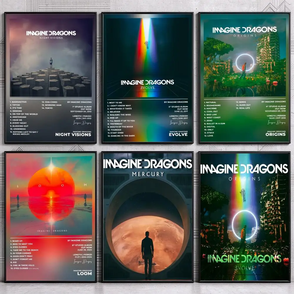 Popular Rock Band I-Imagine D-Dragons Poster Wall Art Print Sticker for Bedroom Living Room Dorm Office Modern Home Decor Gift