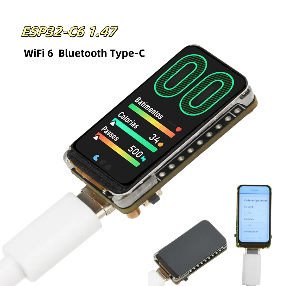 

ESP32-C6 1.47inch LCD Display Development Board 172×320 Supports WiFi 6 & Bluetooth ESP32 With 1.47 inch Display Type-C