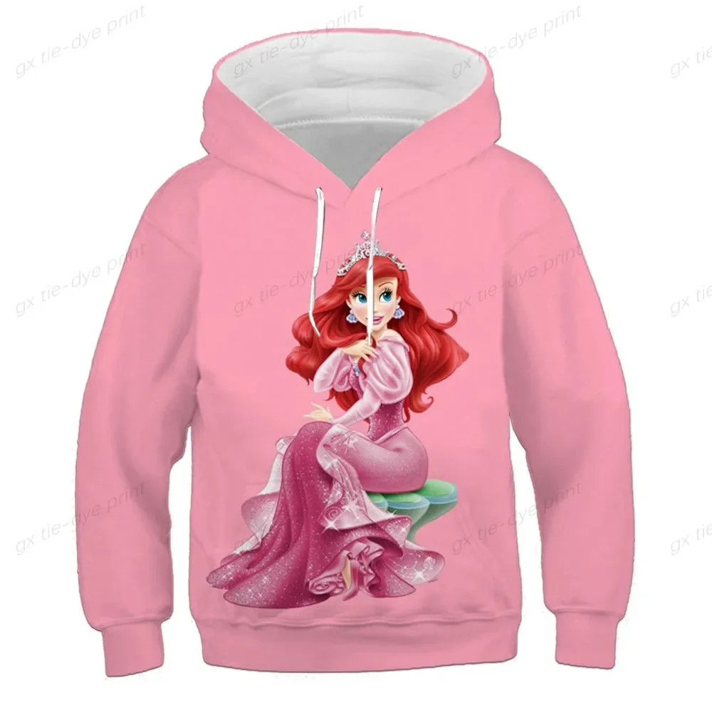 Fashion Children Girls Snow White Hoodies 2022 Spring Autumn Casual Sweatshirts Disney Series Cartoon Hooded Tops 1-14 Years Old