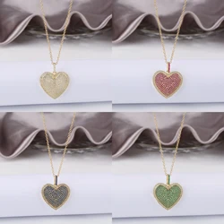 4 Colours Shiny Cubic Zirconia Heart Shape Pendant Necklace Romantic for Woman Girl Party Anniversary Jewellery Gift Accessory