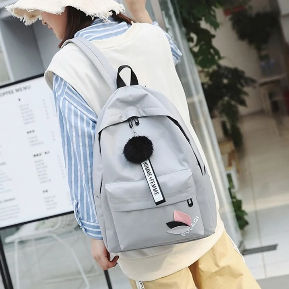 حقيبة ظهر ذات سعة كبيرة مطبوعة على شكل أوراق شجر مطبوعة بلون سادة حقيبة مدرسية للطلاب على طراز الكلية حقيبة ظهر محمولة بسحاب