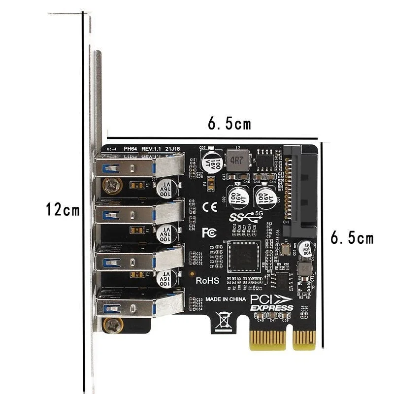 PCIe to USB 3.0 expansion card 4-port 2U/4U chassis dual power supply 5Gbps rate VL805 PCI-E X1 USB3.0 Add On Cards