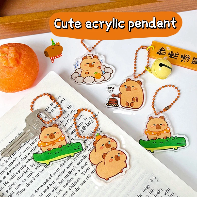 Kawaii creativo capibara portachiavi simpatico cartone animato animale portachiavi adorabile acrilico portachiavi borsa da scuola ciondolo coppia regali