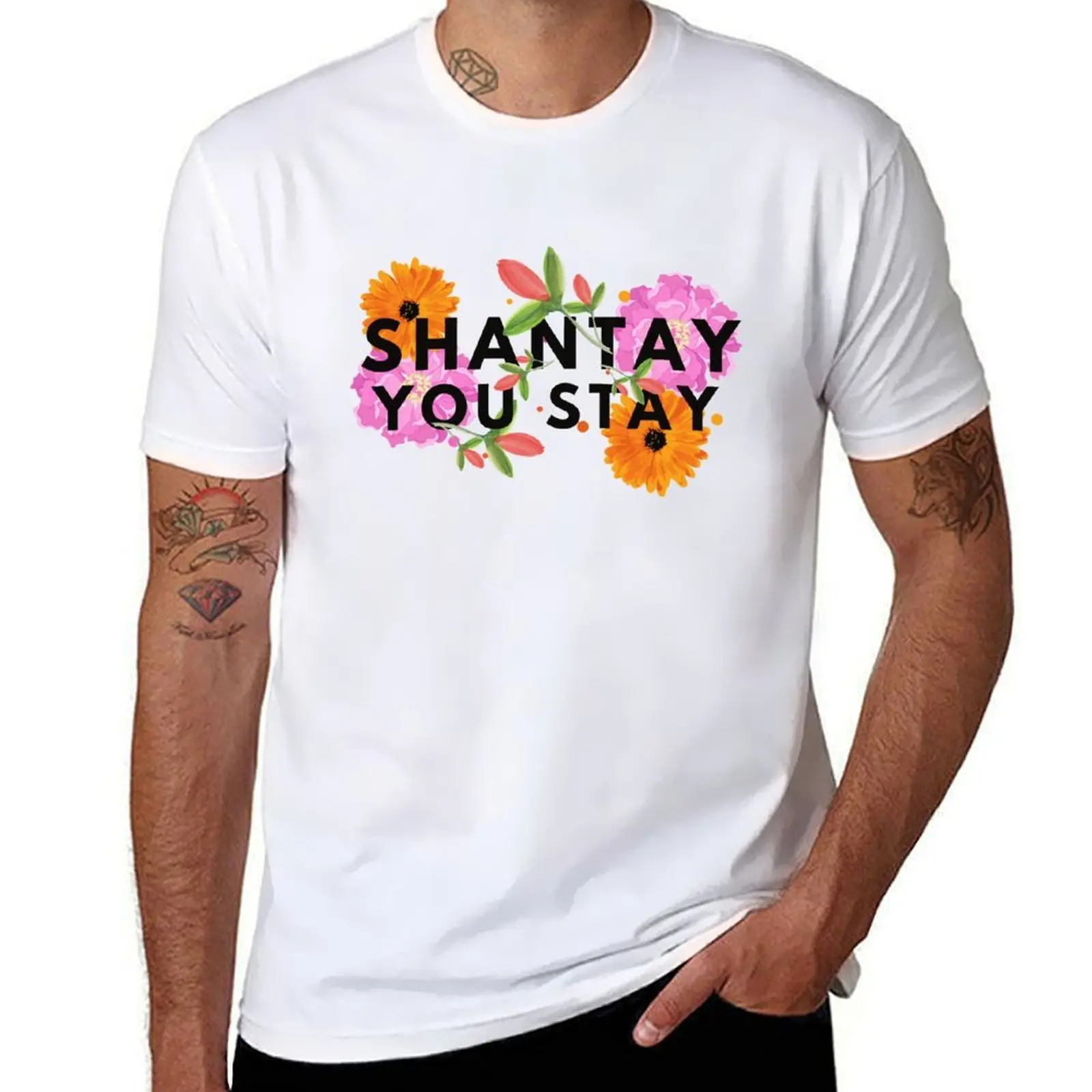 

Shantay You Stay (floral) T-Shirt cotton t shirts high quality cotton t shirt man T-Shirt