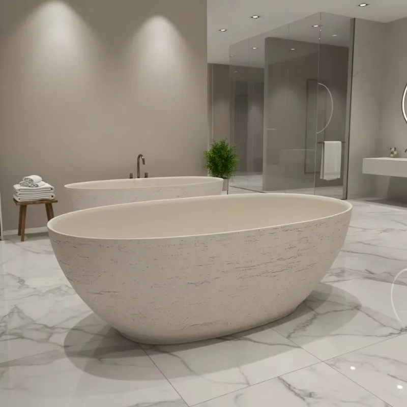 Wholesale Modern Design Freestanding Soaking Bathtub Portable Indoor Travertine Factory Price For Hotels