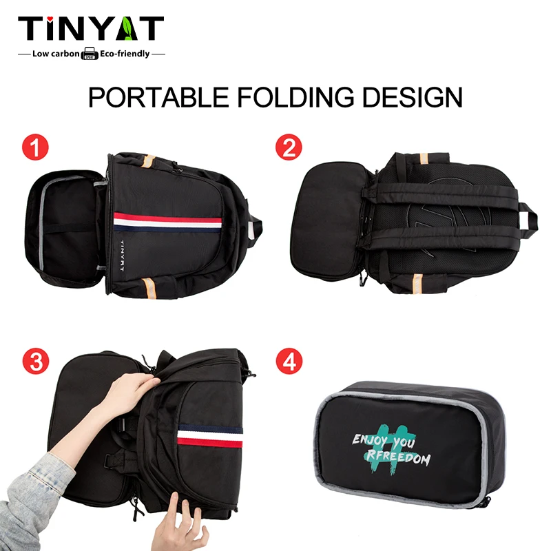 TINYAT Durable Casual Foldable Commute Schoolbags Fit 15.6 Inch Laptops With Multiple Pockets, Large Capacity Waterproof Outdoor