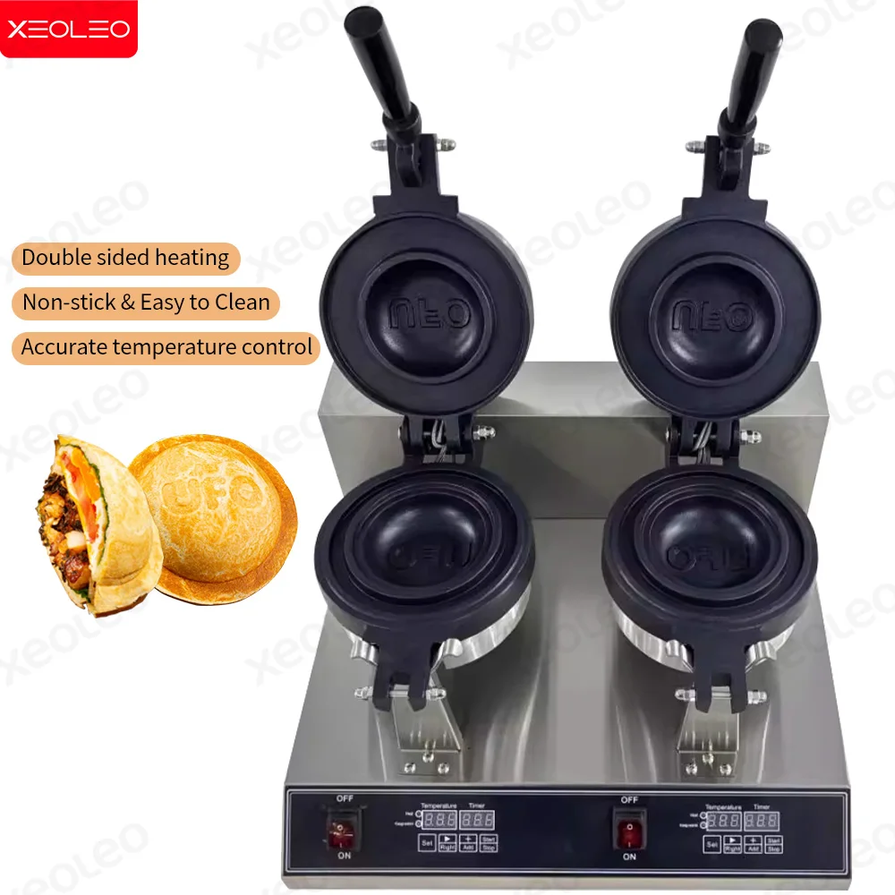

XEOLEO Electric Double Head UFO Burger Machine Digital Display elato Panini Press UFO Hamburger Machine Ice Cream Burger Maker