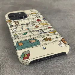 INS  Music Score Cute Cartoon Dogs Case for iPhone 14 13 Pro Max 12 11 Pro Plus Shockproof Ultra Thin Cover