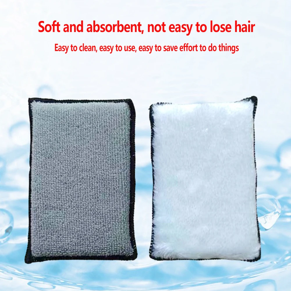 2/4/10PCS Soft Double Side Microfiber Scrubbing Sponge Leather Interior Car Wash Pad No Scratch Car Scrubbing Sponge