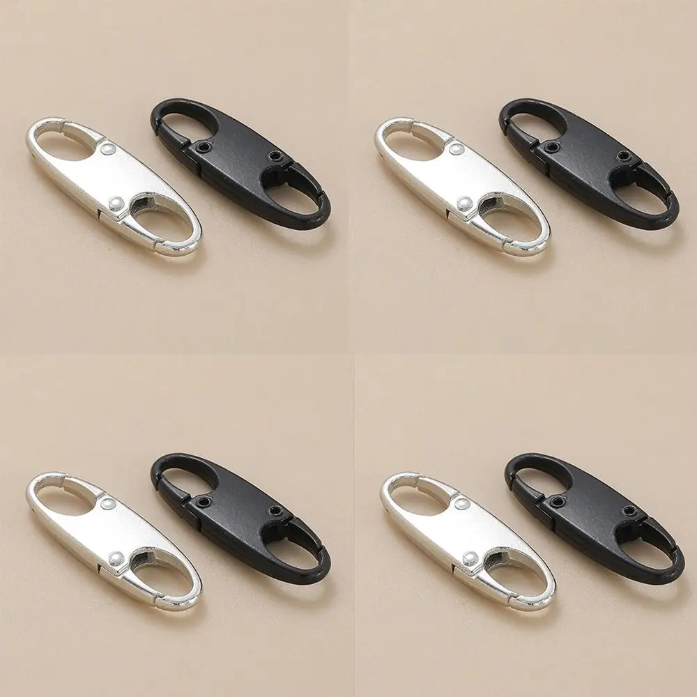 8 Pcs Easy To Use Black Zipper Lock Clip Silver Metal Carabiner Clip Detachable Anti Theft Bag Backpacks