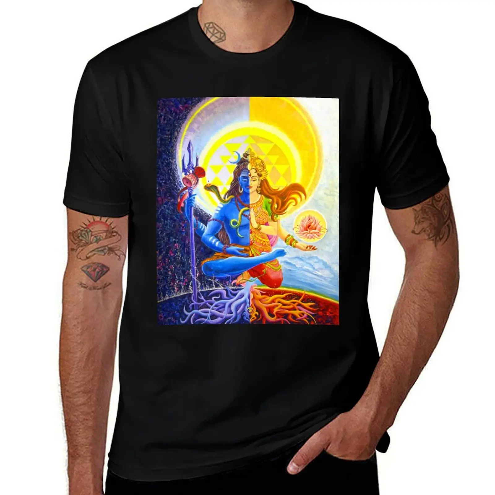 Ardhanarishvara Shiva Shakti God Goddess Halfman HalfWoman T-Shirt Large Size Breathable Tee