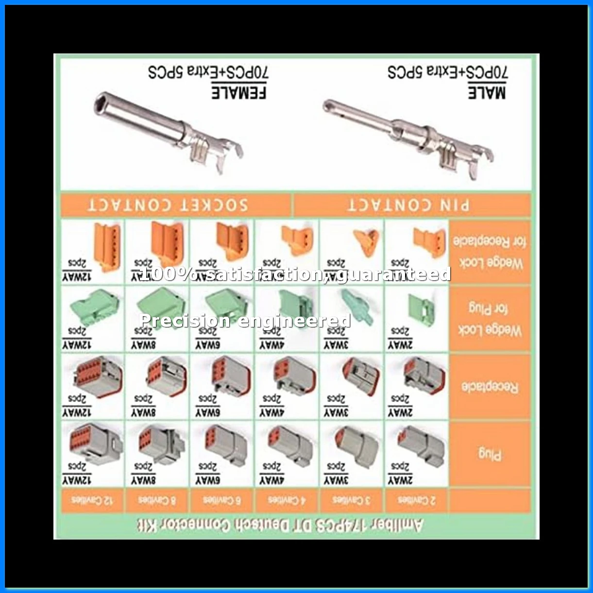 12 Kits DT Series Connector Kit 2 3 4 6 8 12 Pin Connectors IP68 Waterproof Automotive Electrical Connectors Plug-DTB1
