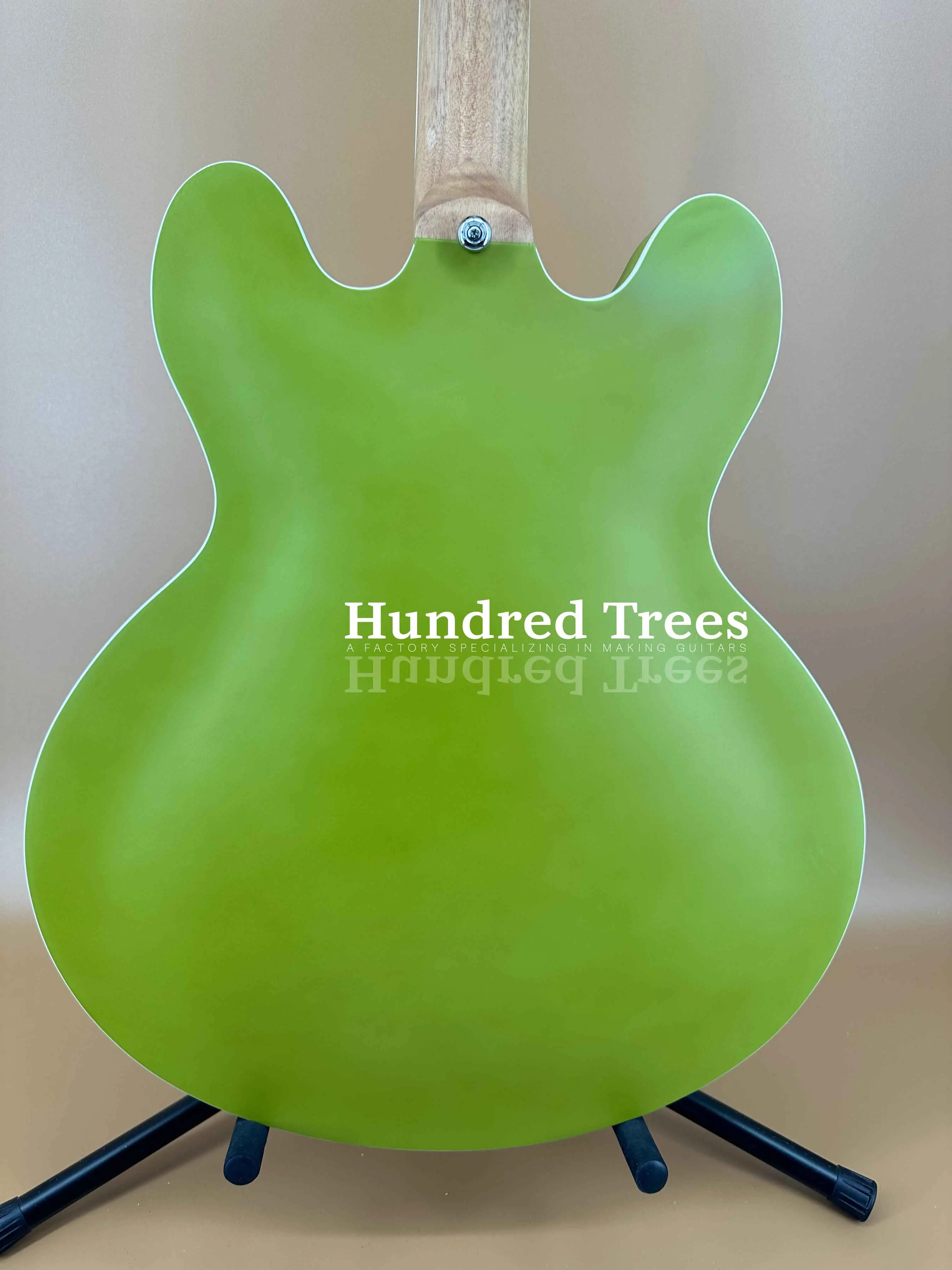 New Semi Hollow Body Green Electric Guitar HH Pickup Chrome Part Fixed Bridge Free shipping