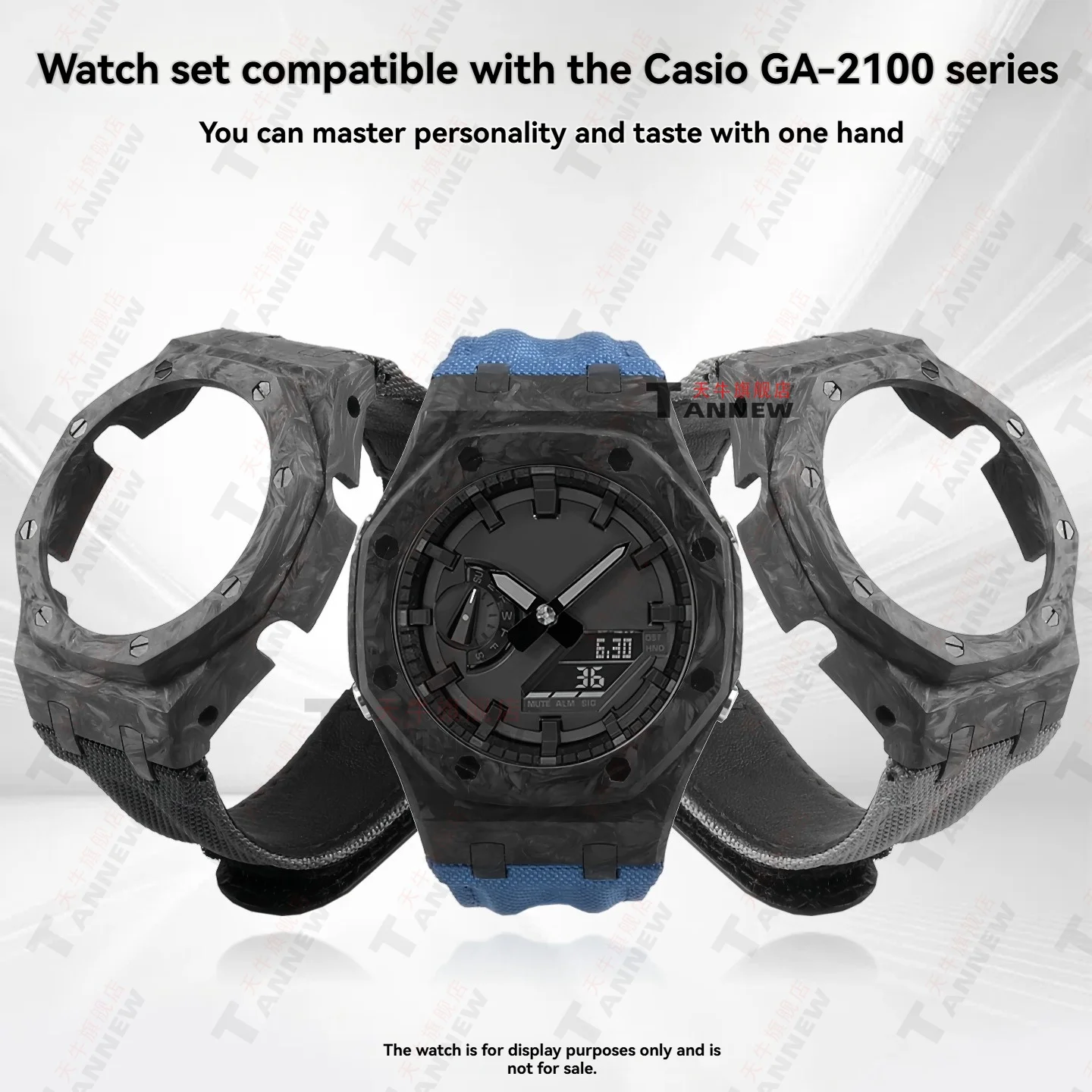 Compatible with Casio CasiOak GA2100 Gen4 Mod Kit, Carbon Case Nylon Strap with Screws for GA2110 GM2100 GBM2100, Full Bezel Set