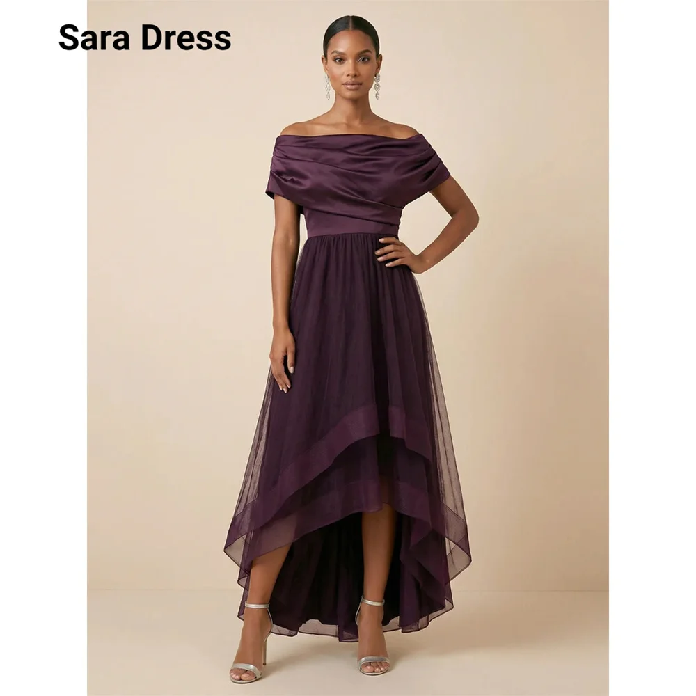 Sara Custom Purple A-line Off-shoulder Multi-layer Party Long Dress 2026 Woman Luxury Elegant Party Dresses for Wedding Woman
