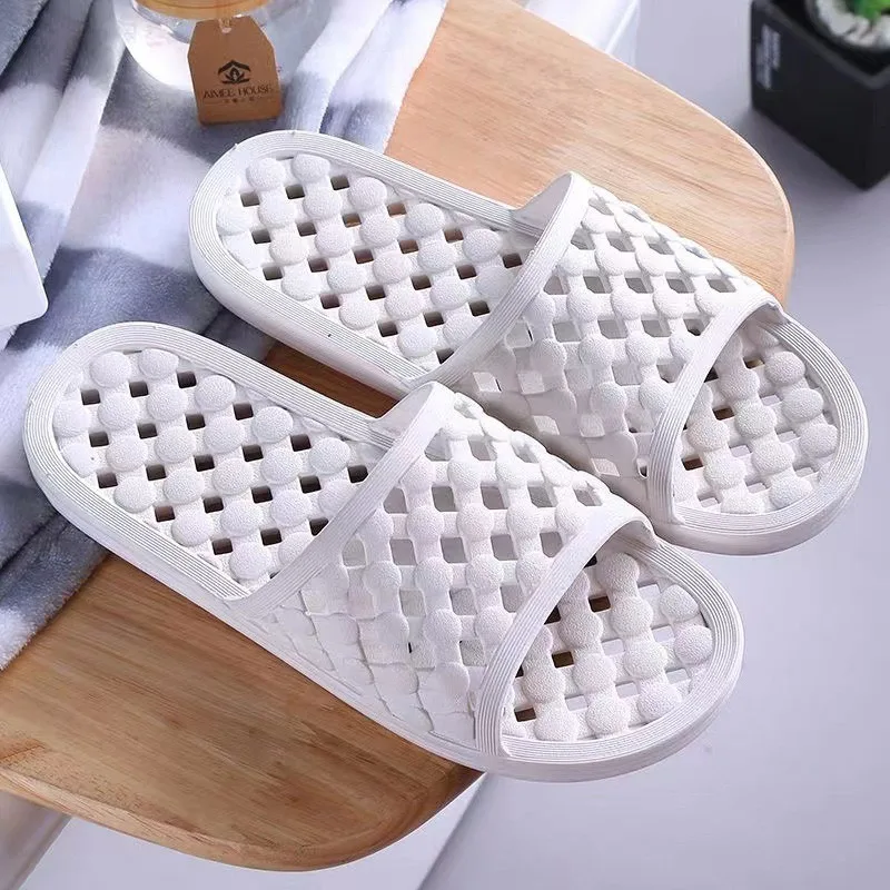 Home bathroom slippers hollow out shower anti slip couple hotel gym wearing cool slippers for men