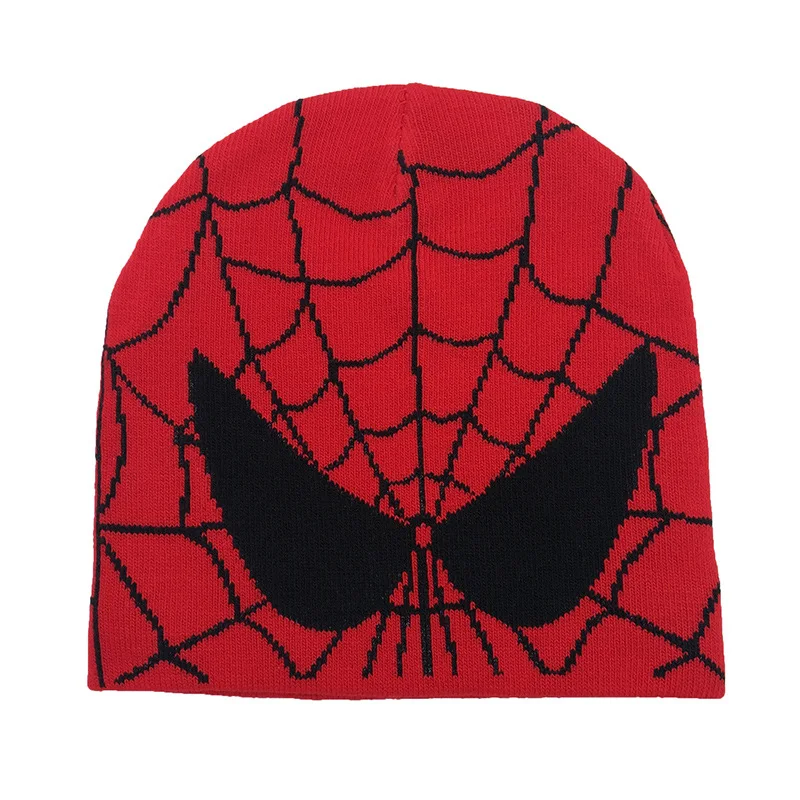 Gorros bordados de araña de dibujos animados para hombre, gorro de punto cálido, gorros de lana suave, regalos para niños, otoño, invierno, nuevo