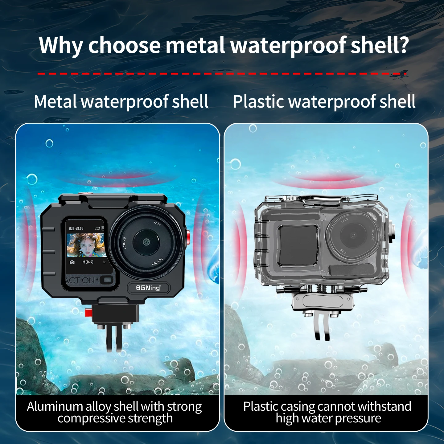 Wasserdichtes Gehäuse Tauchgehäuse für DJI OSMO Action 5Pro 4 3 Schnellmontage Stativhalterung Unterwasser-Schutzrahmen Metallgehäuse – Detail 3