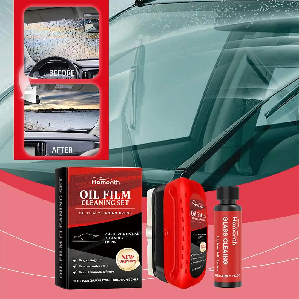 Automotive Oil Film Cleaning Brush Glass Coating For Windshield Water Repellant With Refill Glass Cleaning Wipe Board W4X2