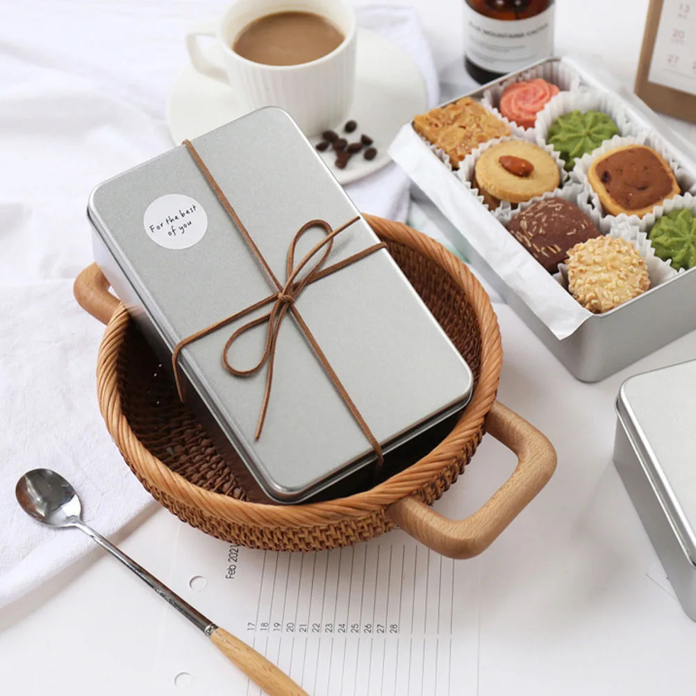 

2Pcs Biscuit Packaging Tinplate Boxes Silver Frosted Cover Candy Storage Containers for Gift Wrapping Food Storage DIY