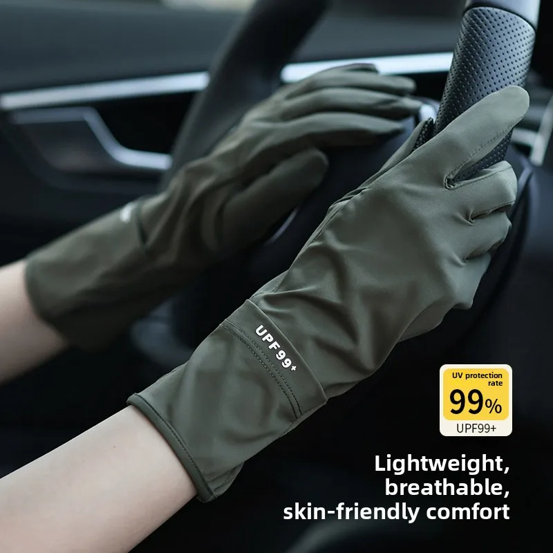 新しい女性用日焼け止めアイスシルク薄手手袋通気性夏用乗馬用抗紫外線タッチスクリーン対応軽量運転用グローブ