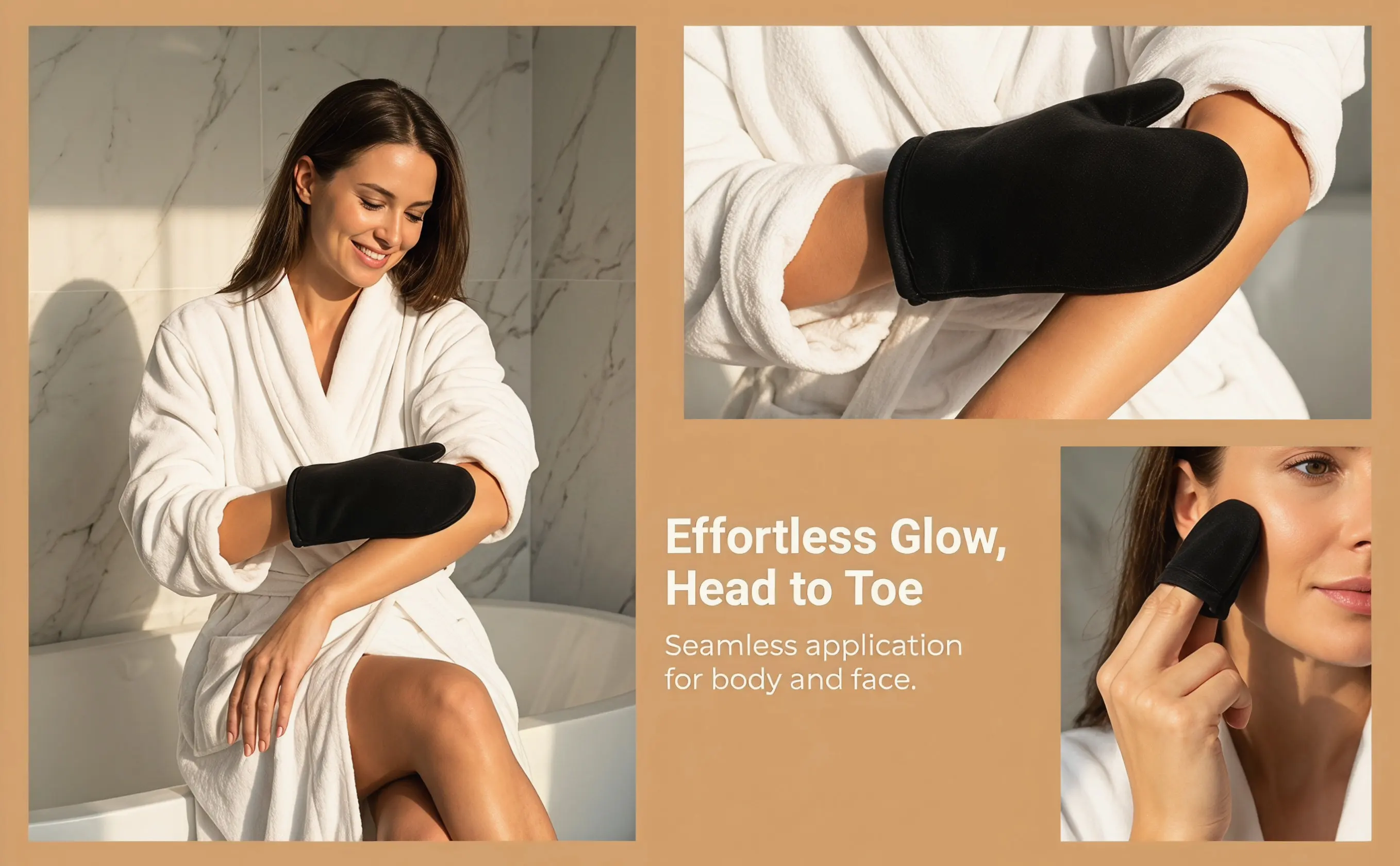 2pcs Sunscreen Sponge Gloves Portable Compact For Women Self Tanning Mitt Makeup Applicator Flocking Face Glove Hand Care Tool