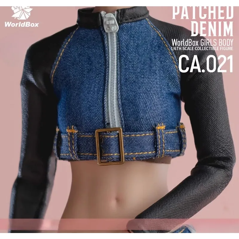 

1/6 Scale Toys Worldbox CA021 Female Retro Patchwork Denim Suit Soldier Clothes Model Fit 12'' Action Figure Body Dolls Decor
