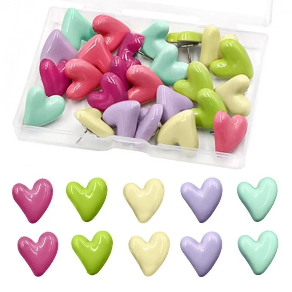 Portable 3D Irregular Heart Shape Pushpins DIY Macaron Thumb Tacks with Box Creative Board Thumbtack Office School Supplies