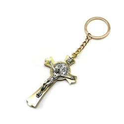 Jesus Cross Key Chain Long Metal Religious Jewelry For Men Women