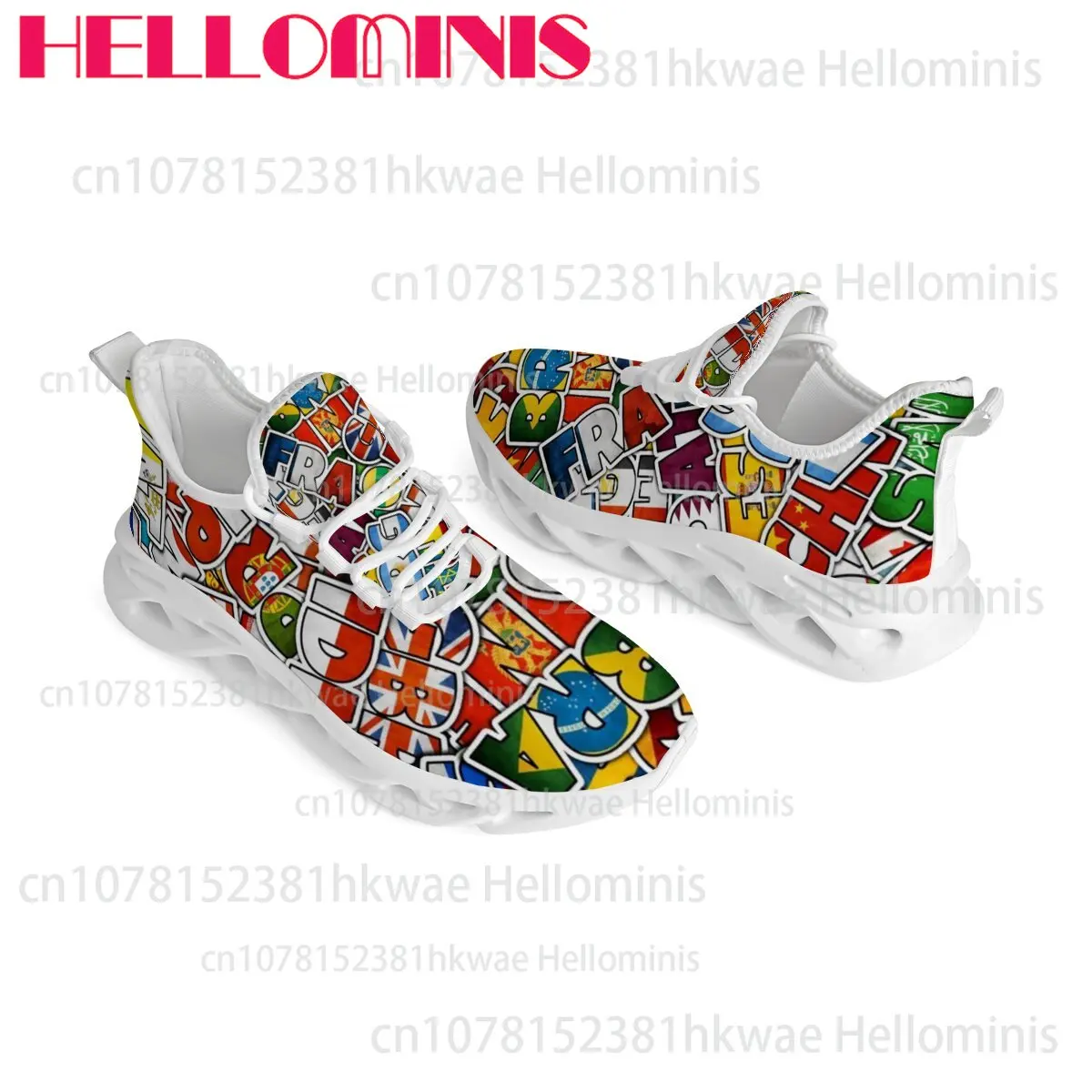 Size 28-44 Colorful Letter Flag Print Pattern Unisex High Quality Comfortable Soft Sole Lightweight Sport Low Top Footwear