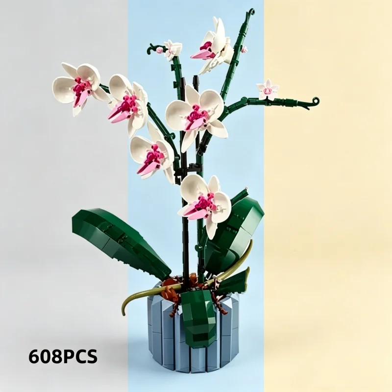 

Orchid Flower Plant Decor Building Blocks Model Holiday Birthday Gifts 608PCS Building Block Toys Boys And Girls Christmas Gifts