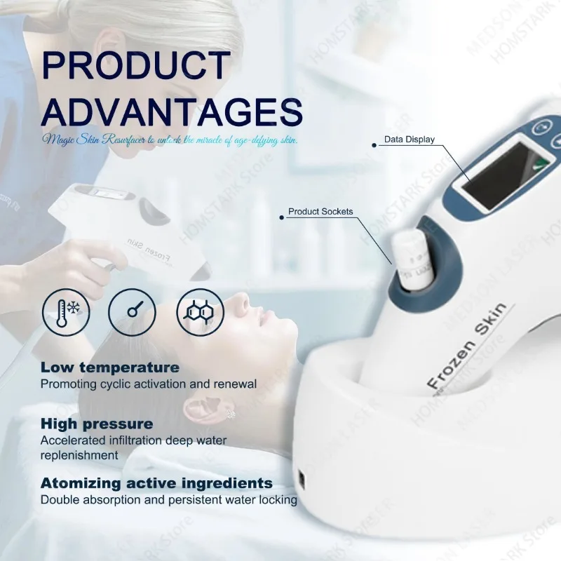 CO2 Cryo Meso Gun, Cold Facial Beauty Device, Non-invasive Salon Skin Care Magic Gun For Facial Skin Tightening