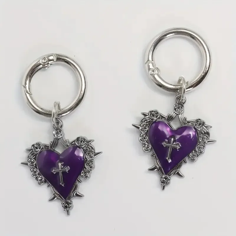 1 Paar/2 Stück Gothic-Stil Rosenherz Kreuz Schuhstiefel Anhänger geeignet für Partys und den täglichen Gebrauch, personalisierte DIY-Dekorationen