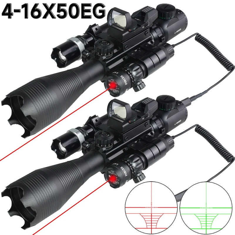 

Оптический прицел 4-16x50EG с красным лазером и коллиматорным прицелом, регулируемый, для тактической стрельбы, тактическое снаряжение