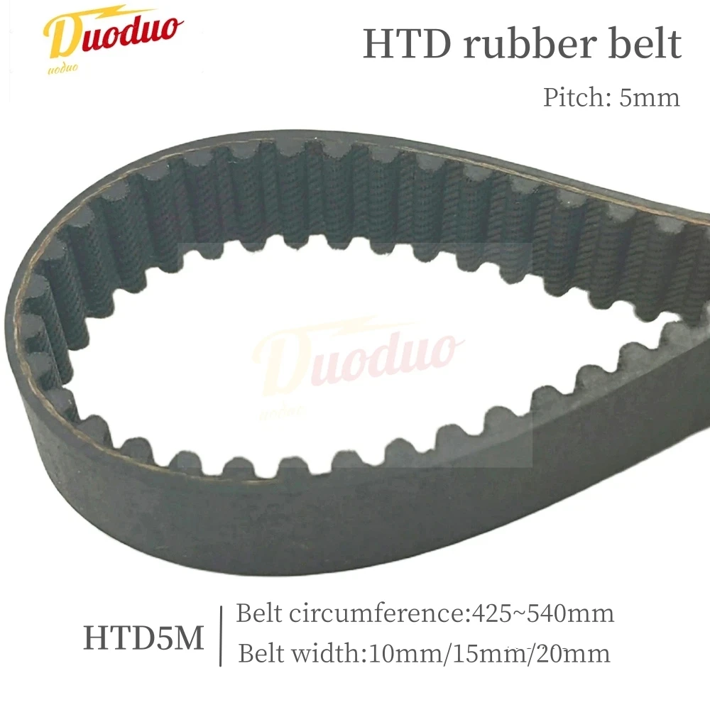 

JIT HTD 5M Black Rubber Synchronous Belt Width 10/15/20mm Belt Circumference 425mm~500mm HTD5M Closed-loop Rubber Belt Pitch 5mm